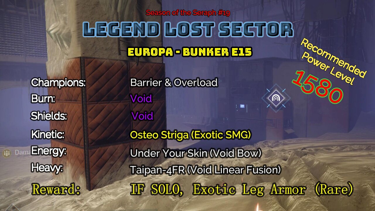 Destiny 2 Legend Lost Sector: Europa - Bunker E15 on my Warlock 2-25-23