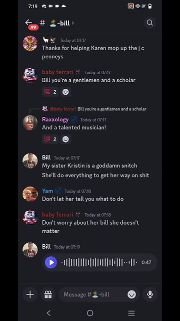 billy has a message for he's sister