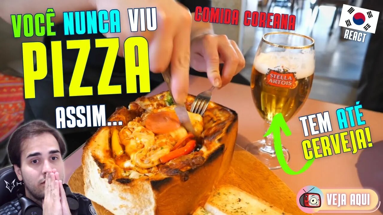 A PIZZA QUADRADA DA COREIA! Reagindo a COMIDA DE RUA COREANA | Veja Aqui Reacts