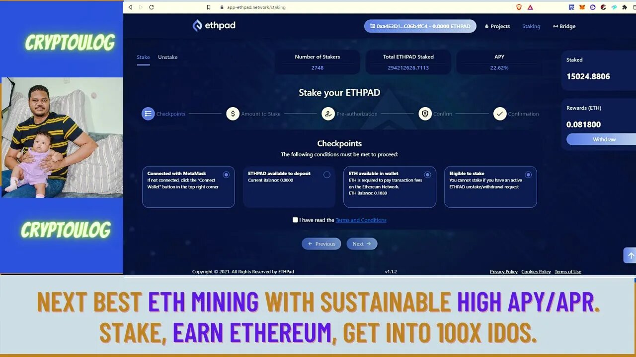 Next Best ETH Mining With Sustainable High APY/APR. Stake, Earn Ethereum, Get Into 100x IDOs.