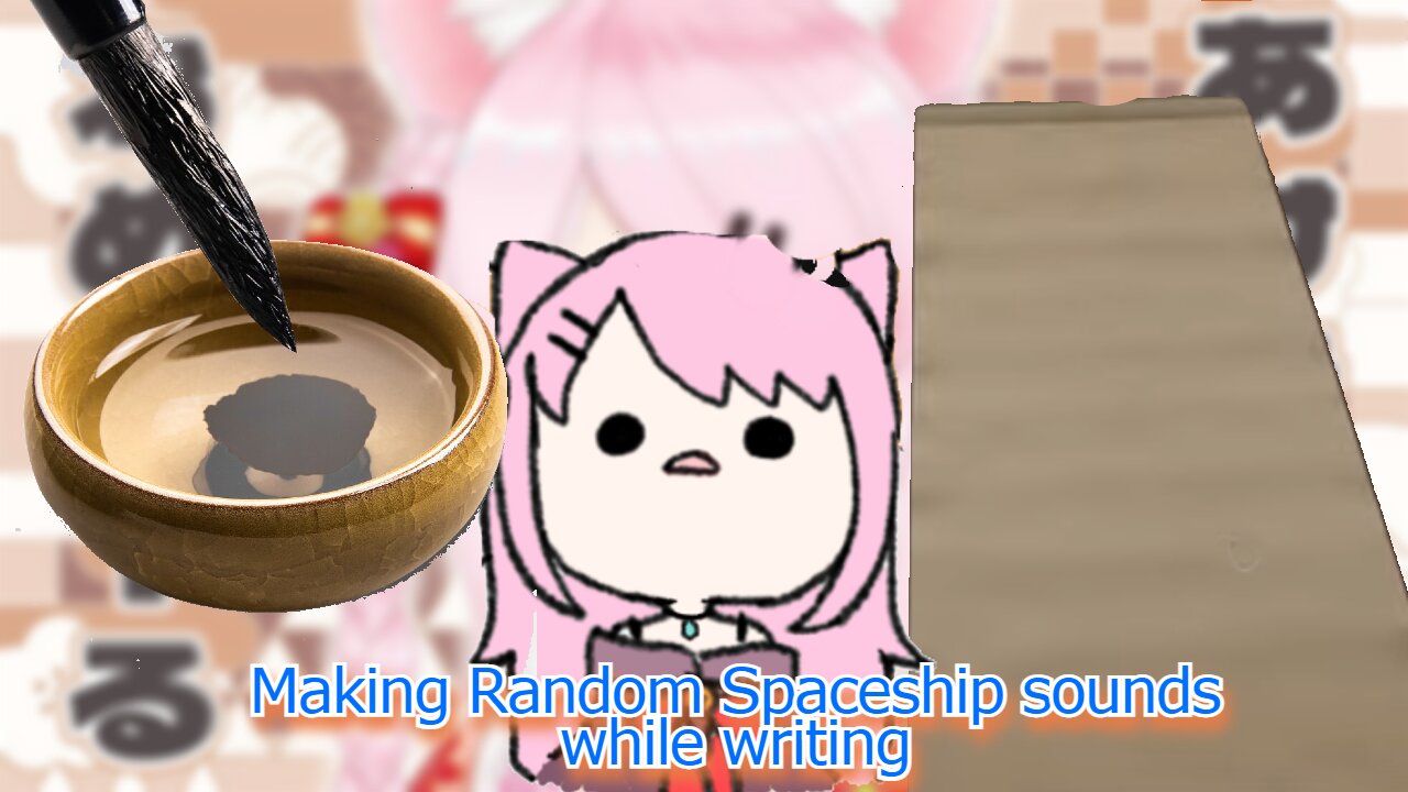 vtuber Bell nekonogi plays a calligraphy game and makes random spaceship sounds