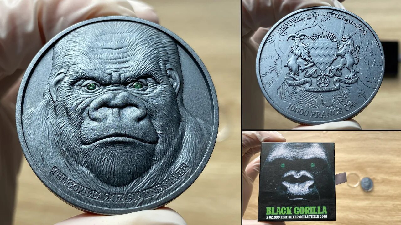 BLACK GORILLA 2023 2oz Silver Coin 10000 Francs Chad