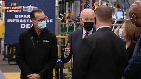 Biden tells his usual story from the past to GM workers.