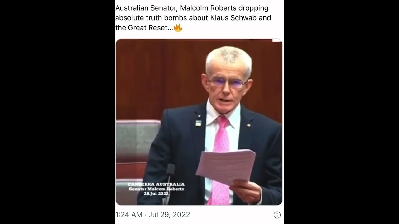 SENATOR CALLS OUT KLAUS SCHWAB WEF GREAT RESET!