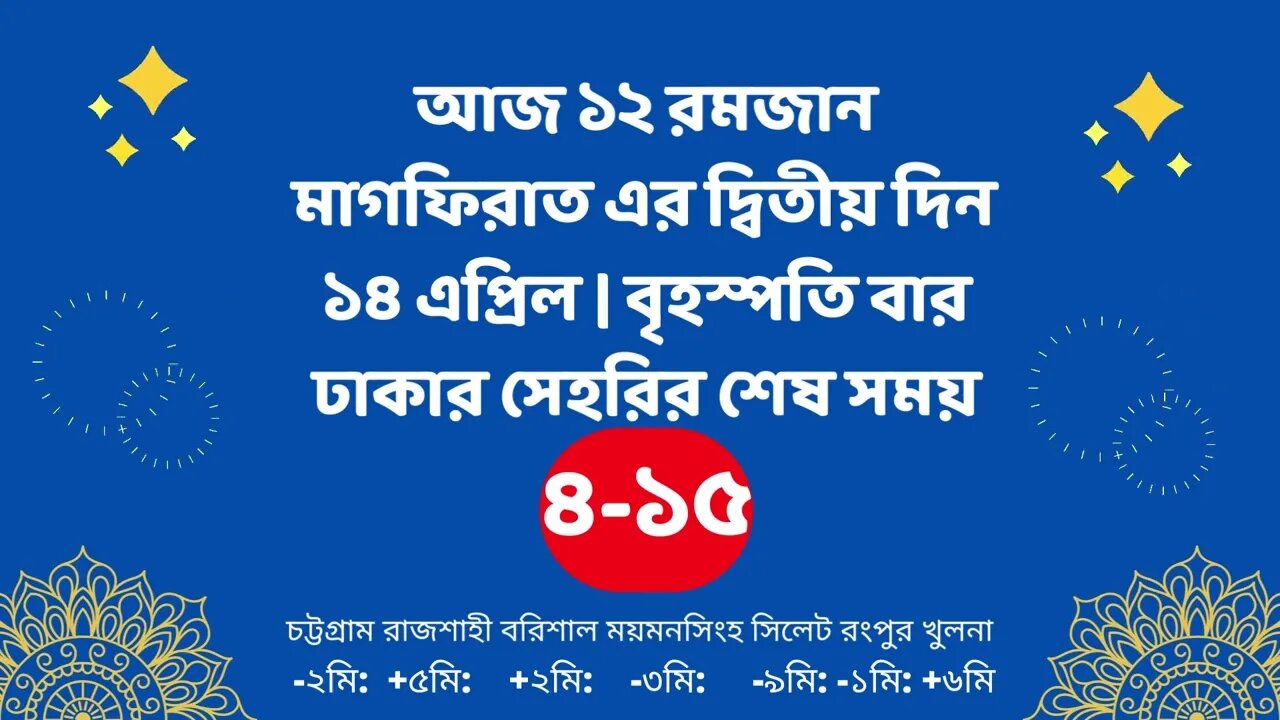 Today 14 April sahari time | আজকের সেহরির শেষ সময় ২০২২ | আজকের সেহরি | ajker sehorir sesh shomy