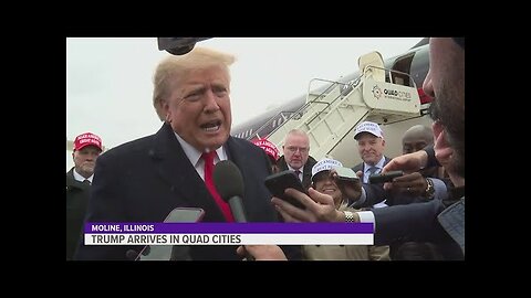 Trump lands in Moline, answers questions from News 8