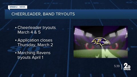 Ravens to hold tryouts for cheerleaders, Marching Ravens