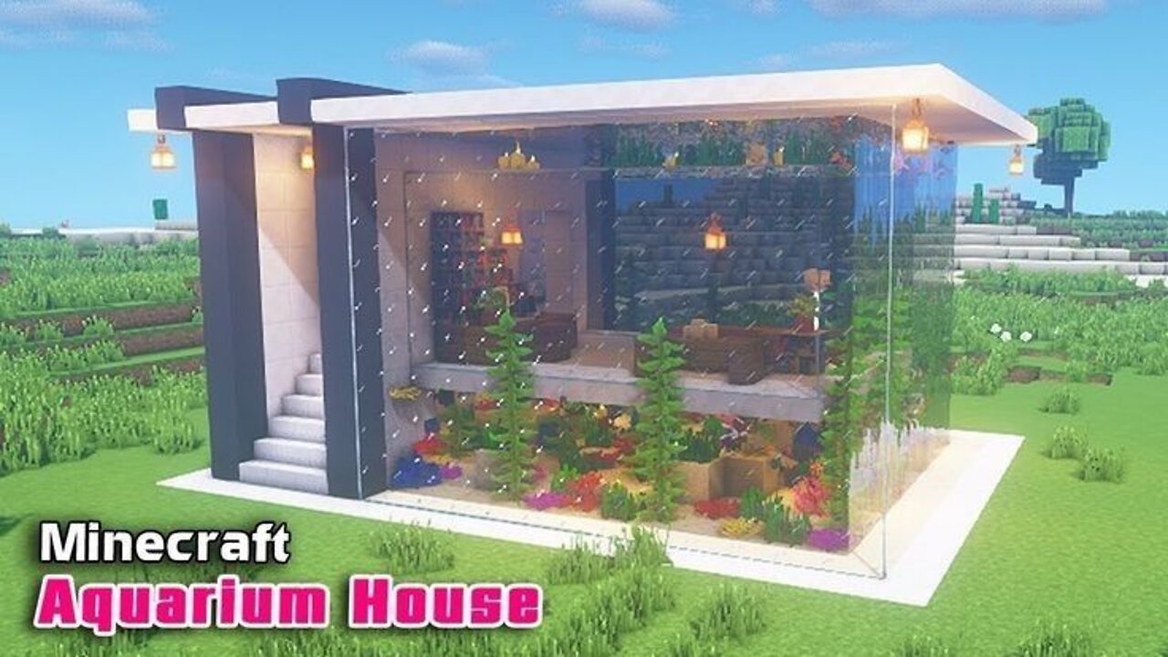 minecraft how to build a large modern house tutorial (easy) #32+ interior in dese