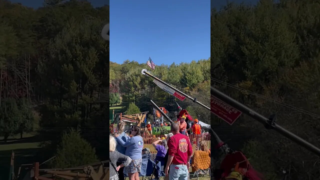 Air cannon launches pumpkin over 2300 feet at Hayesville Punkin Chunkin.