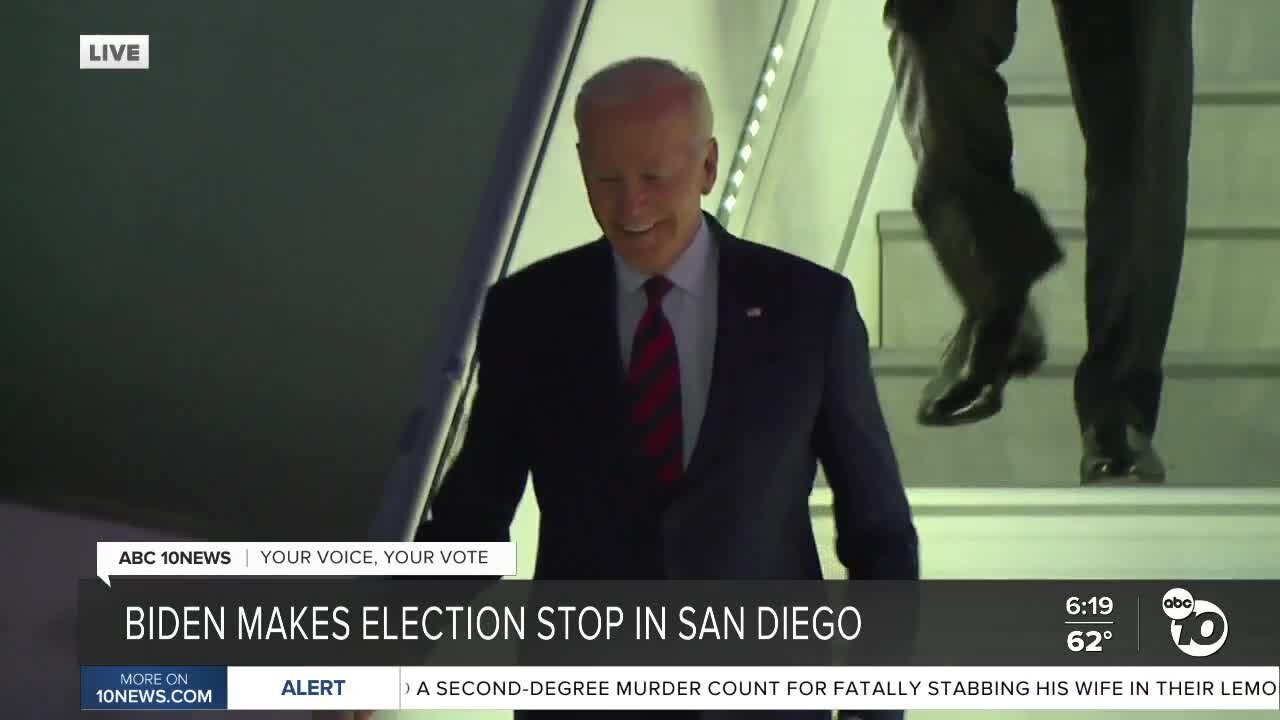 President Biden arrives at MCAS Miramar ahead of midterm elections