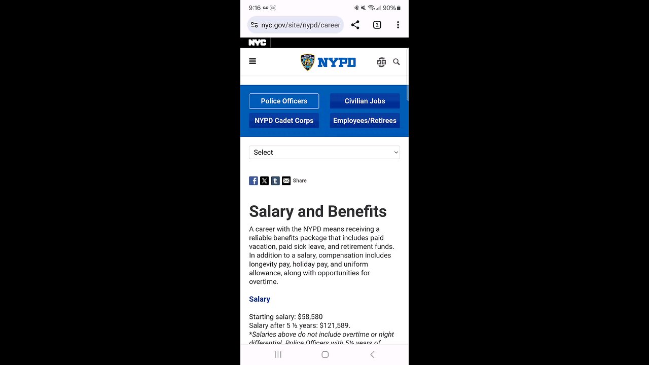 NYPD Salary and Benefits on April 16, 2024.