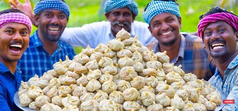 CHICKEN MOMOS | Steamed Momos Recipe Cooking in Village | Delicious Street Food Snack Recipe