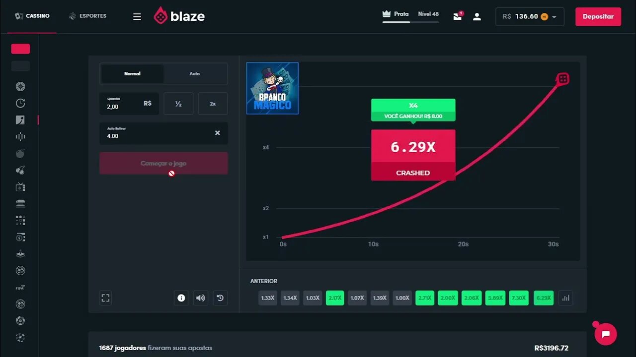 🔥 ESTRATÉGIA 4X NO BLAZE CRASH MAIS QUE VALIDADA