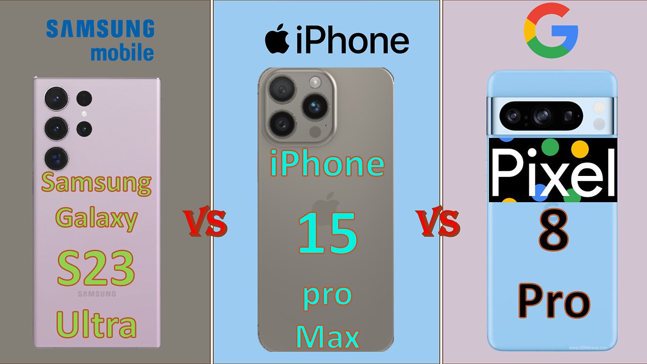 Samsung Galaxy S23 Ultra vs iPhone15 pro max vs Pixel 8 Pro | Full Comparison | @technoideas360