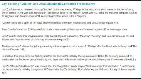 Jay Z's song 'Lucifer' and Jesuit/Illuminati-Controlled Masonry #gematria #truth #numerology #lucy