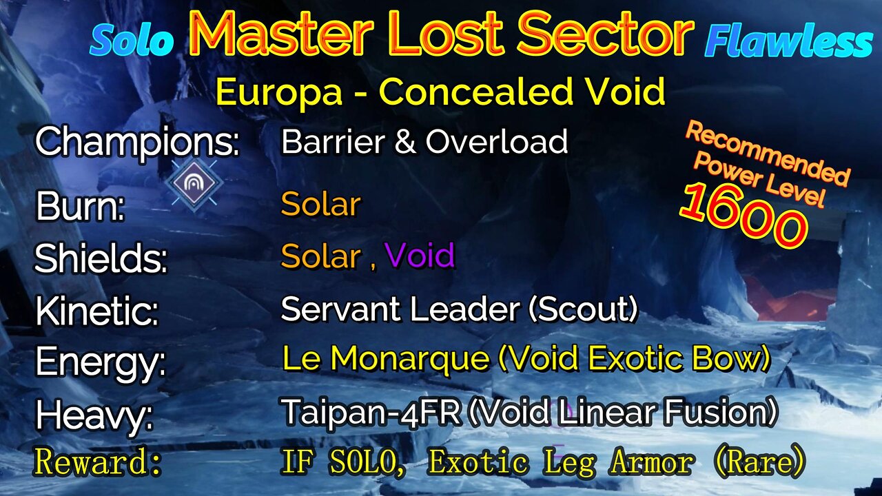 Destiny 2 Master Lost Sector: Europa - Concealed Void on my Warlock Solo-Flawless 11-8-22