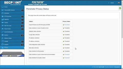 SecPoint Penetrator 48 Enhanced Privacy Settings