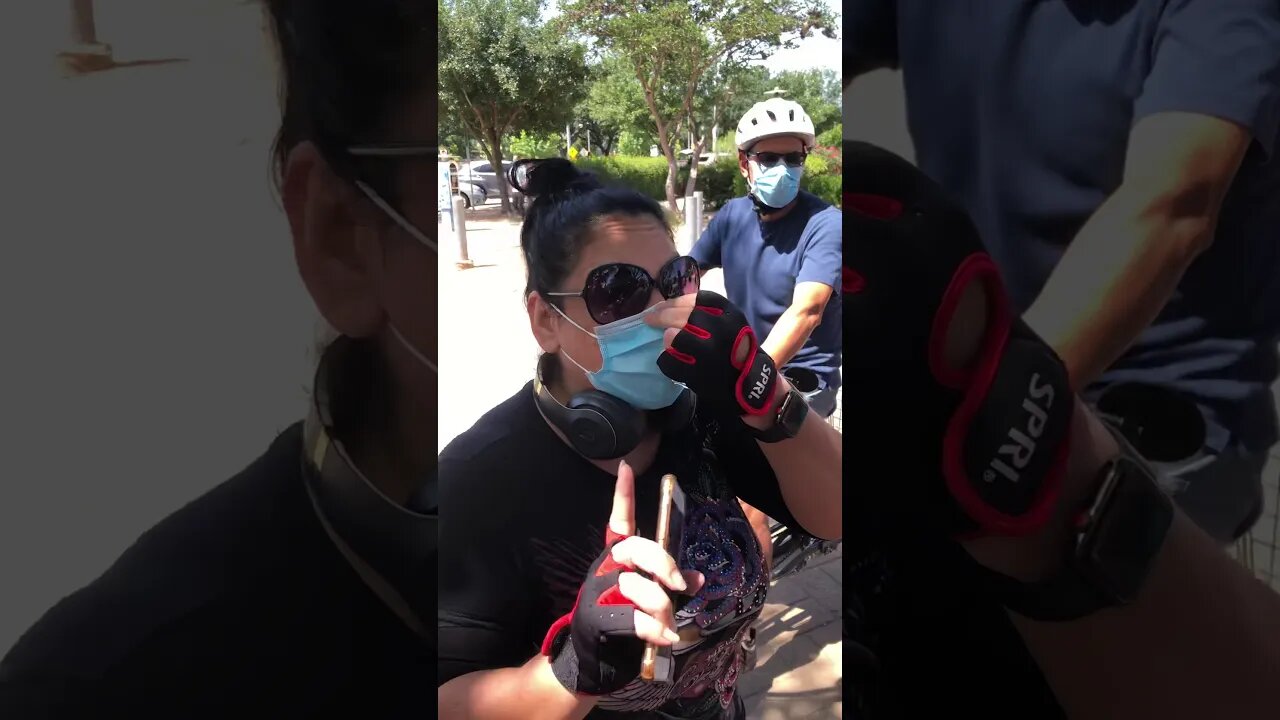 Crazy bitch at a no mask rally Houston today