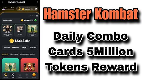 Hamster Kombat | Daily Combo Cards | Date 24/June/2024 | Claim 5M HMSTR Coins