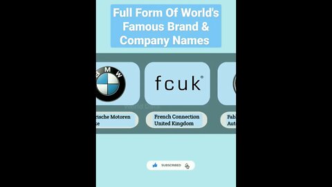 Full Form Of World's Famous Brand & Company Names