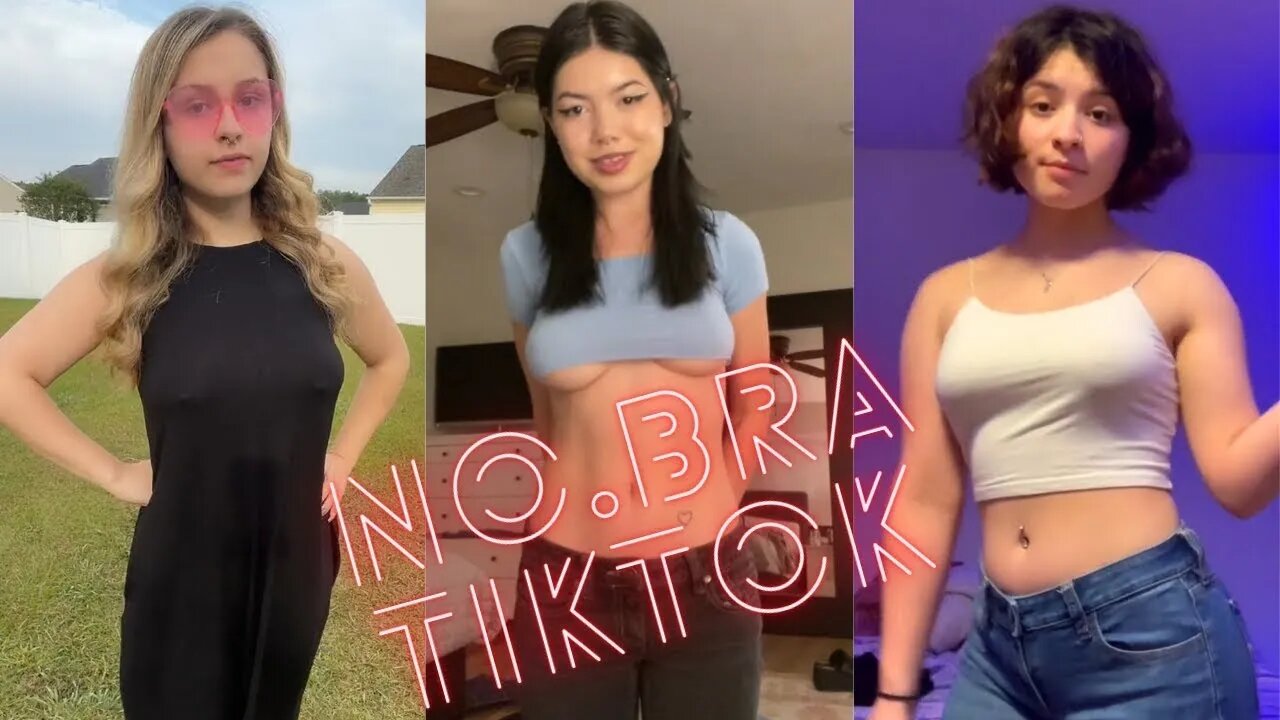 No Bra Challenge - Bouncing Tits, Perfect Boobs, Boobs Teasing, TikTok, Braless