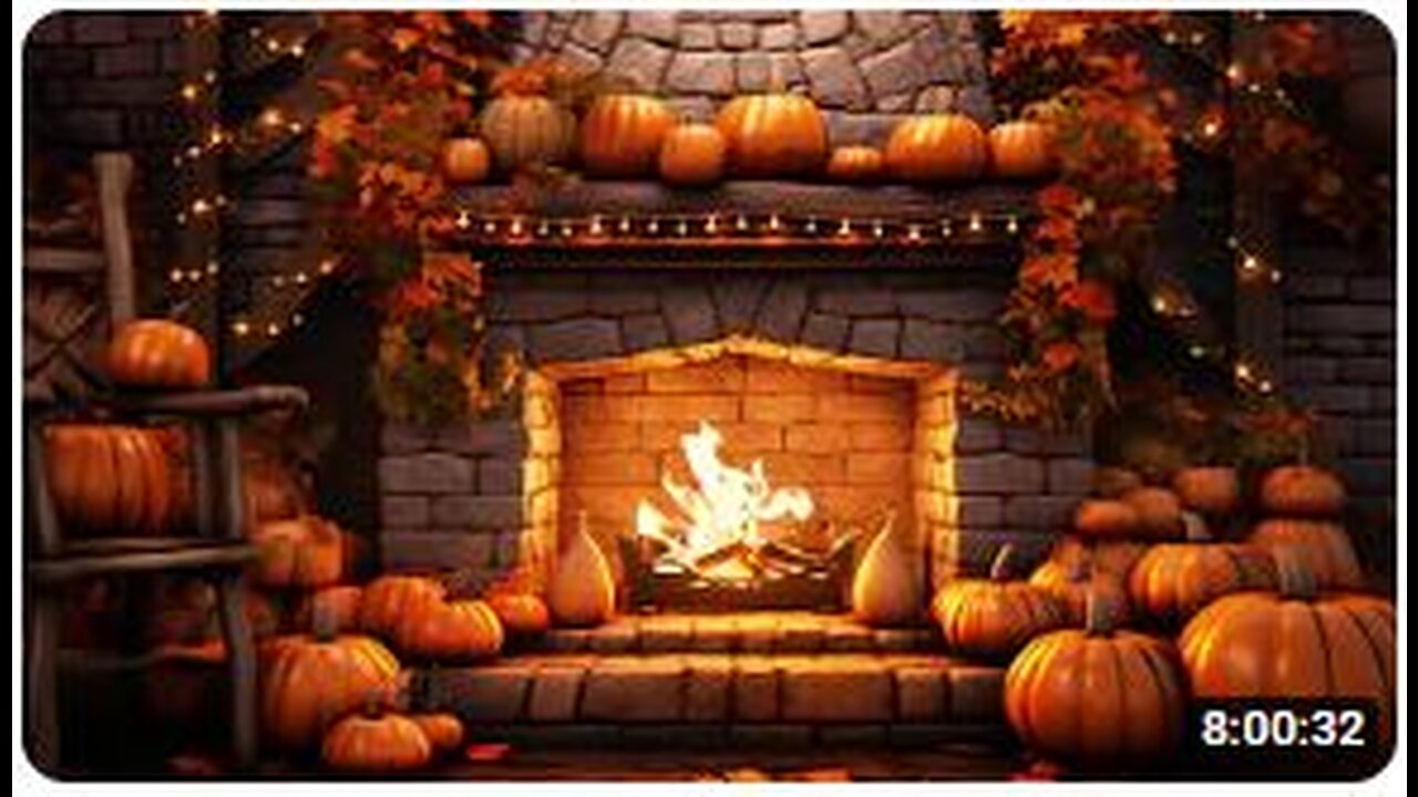 🍂🔥 Ultimate Fall Fireplace Bliss: Cozy Fireside with Pumpkin Decor Halloween 🎃🔥