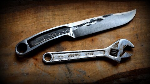 Forging a knife from a broken wrench