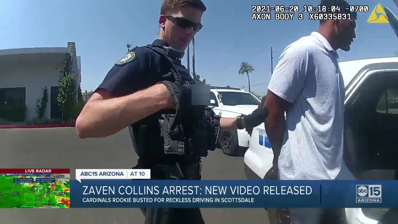 Body camera footage shows Cardinals player Zaven Collins' arrest