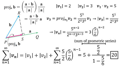 Problems Plus 5: Infinite Sum of Vector Projections is a Geometric Series