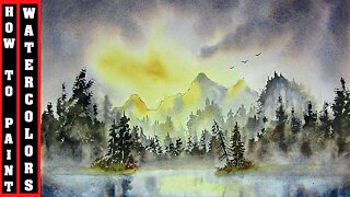 PAINT A MISTY MOUNTAIN LANDSCAPE IN WATERCOLOR