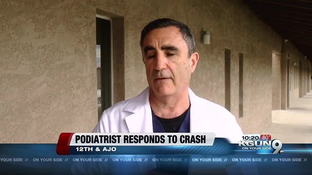 Podiatrist helps rescue motorist during storm