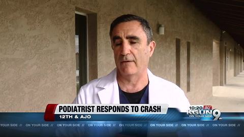 Podiatrist helps rescue motorist during storm