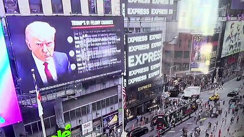 Donald Trump's indictments on Time Square