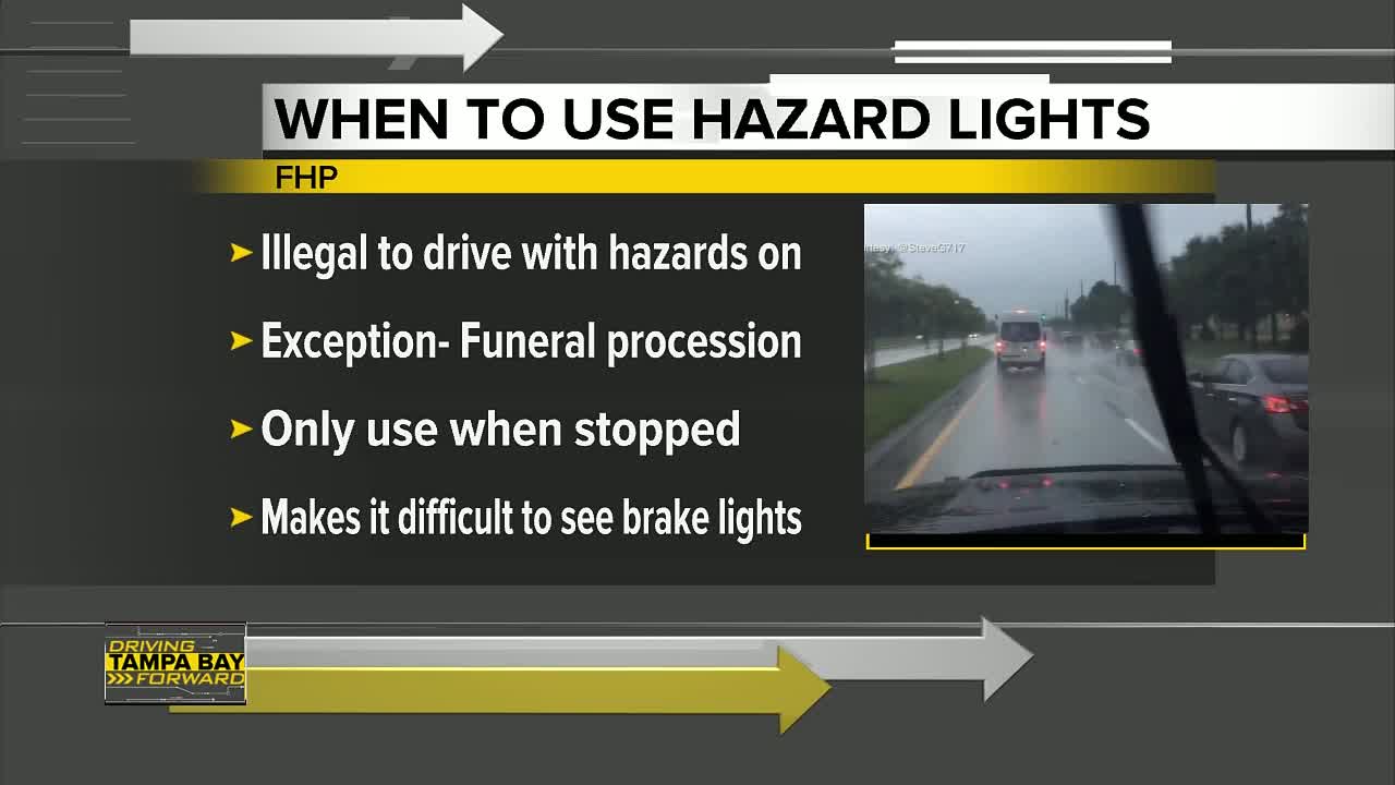 Is it legal to use hazard lights in the rain?