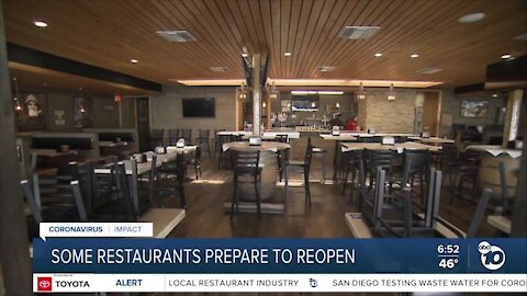 Some San Diego County restaurants prepare to reopen