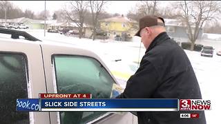 Slick side streets as crews work to clear roads