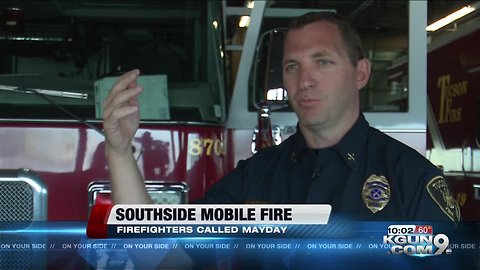 Mobile home fire becomes life threatening for firefighters