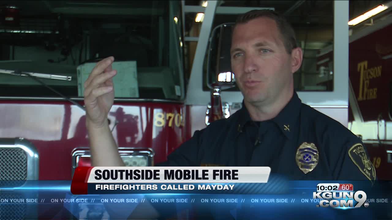 Mobile home fire becomes life threatening for firefighters