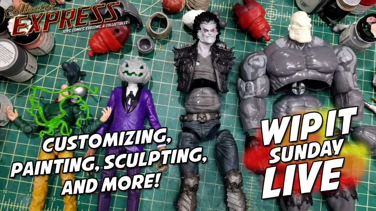 Customizing Action Figures - WIP IT Sunday Live - Episode #24 - Pitt, Lobo, Prime, Lord Pumpkin