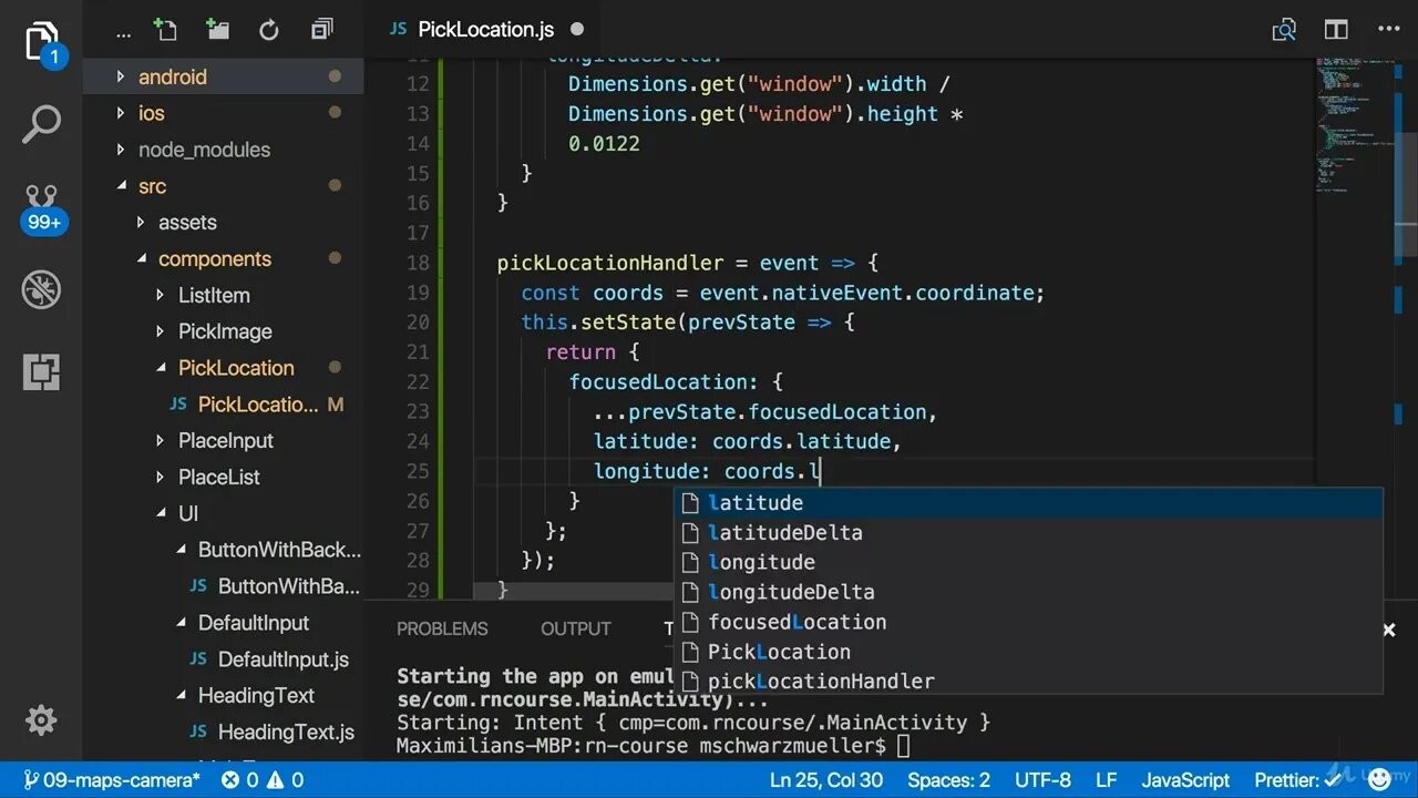 120 - Picking a Location on the Map | REACT NATIVE COURSE