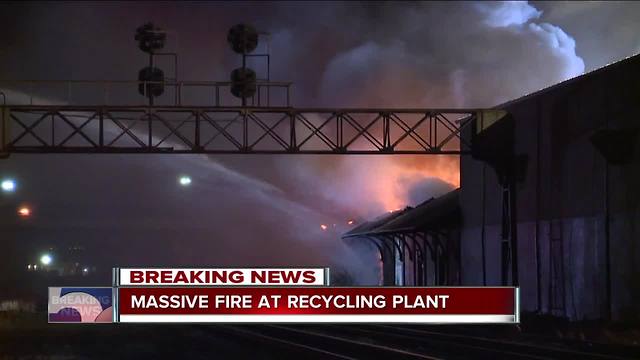 Firefighters battle blaze at recycling business for hours