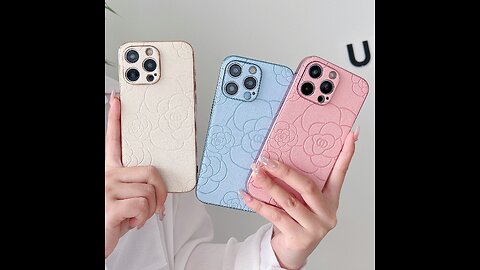 Embossed camellia flowers GIRL PU leather Case for iPhone