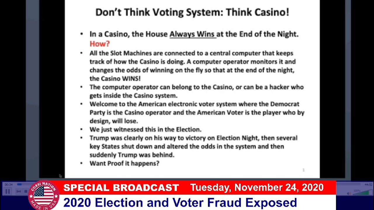 Dr Corsi SPECIAL BROADCAST 11-24-20: 2020 Election and Voter Fraud Exposed