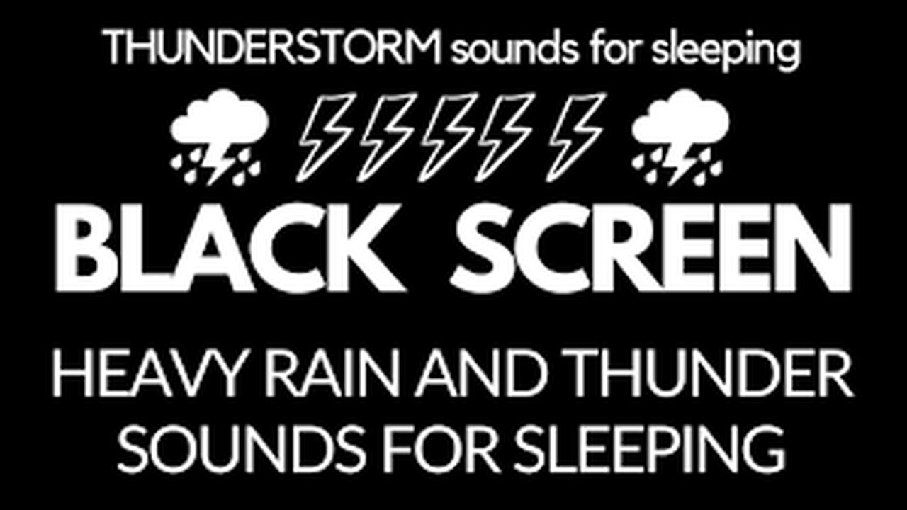 12 Hour rain sounds for sleeping - Black screen heavy rain and thunder sounds