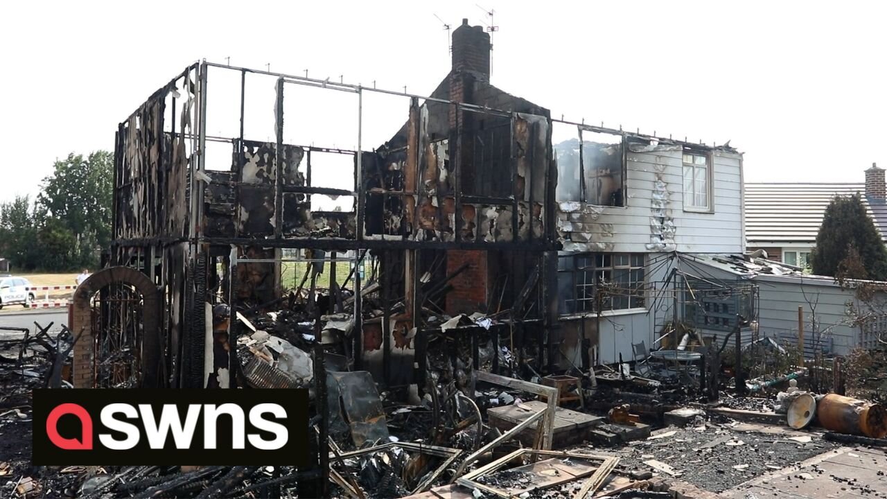 Aftermath footage shows houses decimated by fire in Barnsley, UK