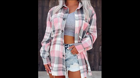 Shirt Plus Size Plaid Print Pocket Design, Long Sleeve, Material 100% Polyester