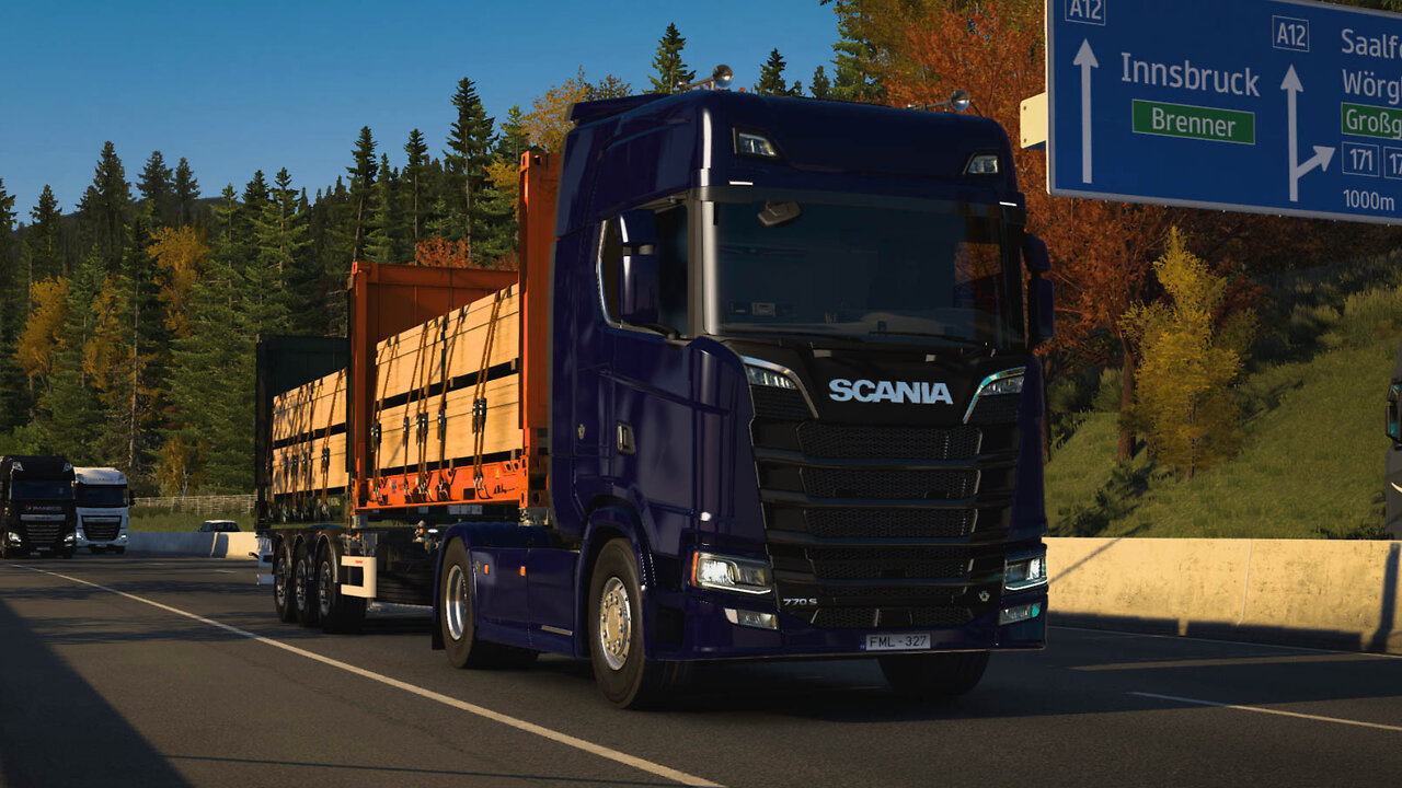 ETS2 Scania 770 S | Innsbruck AT to Salzburg AT | FlatRack Container Planks 25t