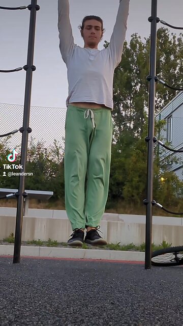 Doing leg and knee raises