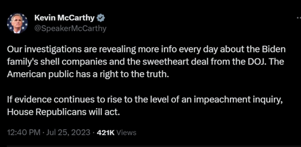 🚨MCCARTHY: 'IMPEACHMENT READY' Hunter In PANIC Over Trump 2024 Payback | Biden: 'No Hunter Pardon!'