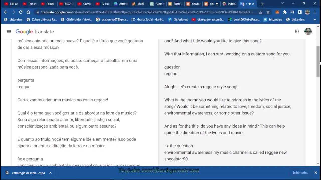 criando conta no chat gpt pt3 perguntei como criar 1 musica reggae